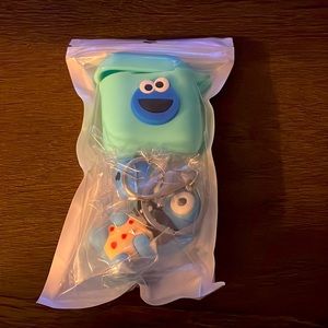 Airpod 1&2 case blue cookie monster Sesame Street with mascot blue